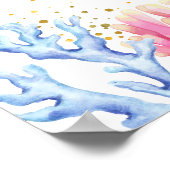 海の下モダンで人魚のサンゴの赤ちゃんシャワー歓迎 ポスター (角)