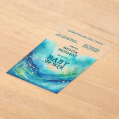 海の下男の赤ちゃんかわいい水の色の泡 アクリル招待状 (レイダウン)