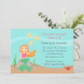 海の下、かわいい人魚の女の子の誕生会 招待状 (スタンド正面)