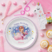 海の下,かわいい人魚の誕生日 ペーパープレート (パーティー)