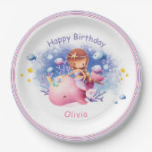 海の下，かわいい人魚の誕生日 ペーパープレート (正面)