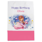 海の下，かわいい人魚の誕生日 ミディアムペーパーバッグ (正面)