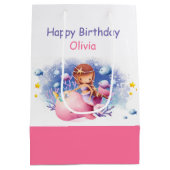 海の下，かわいい人魚の誕生日 ミディアムペーパーバッグ (裏面)