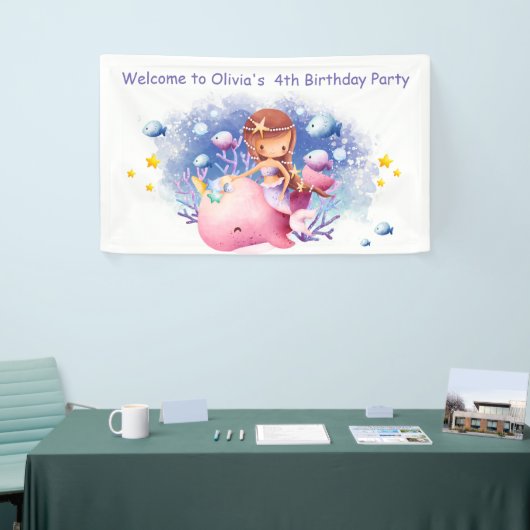 海の下，かわいい人魚の誕生日 横断幕 (トレードショー)