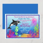 海の下 オーシャン バースデー 招待状 (正面/裏面)