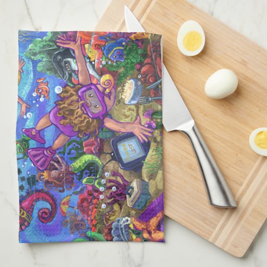 海の下 キッチンタオル (四つ折り)