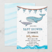 海の下 クジラのシャワー 誕生日招待状 招待状 (正面/裏面)