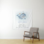 海の下 クジラの船 赤ちゃん歓迎のサイン タペストリー (インサイチュ)