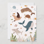 海の下 クジラ サメ カメ 海の生き物 誕生日 招待状 (裏面)