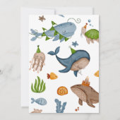 海の下 クジラ サメ カメ 海の生き物 誕生日 招待状 (裏面)