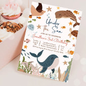 海の下 クジラ サメ カメ 海の生き物 誕生日 招待状