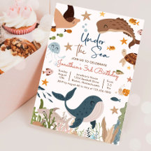 海の下 クジラ サメ カメ 海の生き物 誕生日