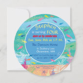 海の下，サメの4歳の誕生日パーティー 招待状 (裏面)