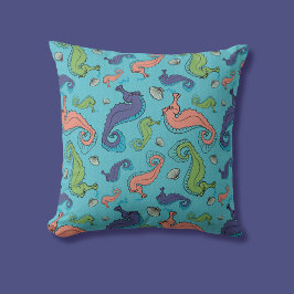 海の下 – シーホースよくはしゃぐとシェルパターン クッション