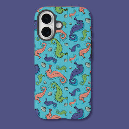 海の下 – シーホースよくはしゃぐとシェルパターン iPhone 16ケース