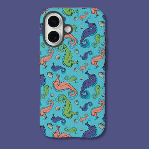 海の下 – シーホースよくはしゃぐとシェルパターン iPhone 16ケース
