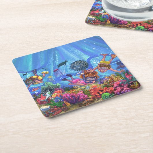 海の下 スクエアペーパーコースター (アングル)