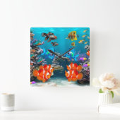 海の下 スクエア壁時計 (ホーム)