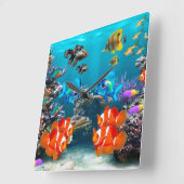 海の下 スクエア壁時計 (傾斜)