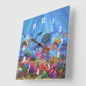 海の下 スクエア壁時計 (傾斜)