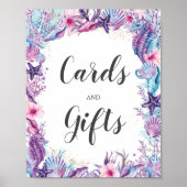 海の下 ターコイズ パープル ピンク カード & ギフト ポスター (正面)