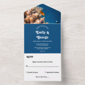 海の下 ネイビー 水中魚サンゴ礁 サマービーチウェディング オールインワン招待状 (内側)
