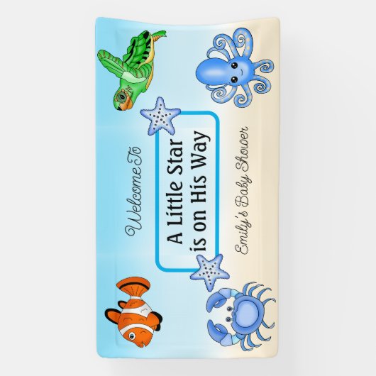 海の下 |ベビーシークリーチャー赤ちゃんシャワー 横断幕 (縦)