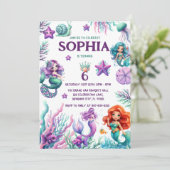 海の下,マーメイド誕生日女の子 招待状 (スタンド正面)