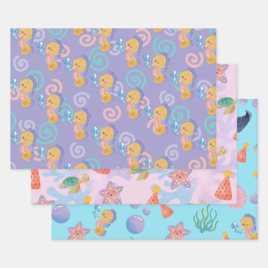 海の下 ラッピングペーパーシート (セット)