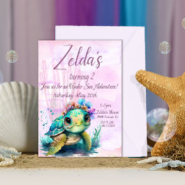 海の下、亀の二歳の誕生日。 招待状