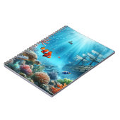 海の下，亀，サンゴ，船，ピエロ魚 ノートブック (左側)