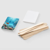 海の下，亀，サンゴ，船，ピエロ魚 ハンドファン (組立なし)