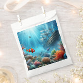 海の下，亀，サンゴ，船，ピエロ魚 フェイバーバッグ (クリップ留めされた状態)