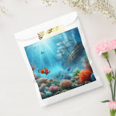 海の下，亀，サンゴ，船，ピエロ魚 フェイバーバッグ (封をした状態)