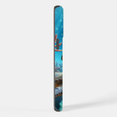 海の下，亀，サンゴ，船，ピエロ魚 iPhoneケース (右側面)