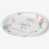 海の下，人魚の誕生日，水彩の人魚 ペーパープレート (アングル)