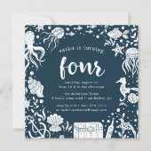 海の下 |四番目の誕生日パーティーの招待 招待状 (正面)