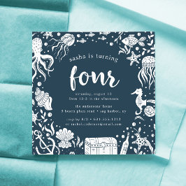 海の下 |四番目の誕生日パーティーの招待 招待状