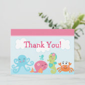 海の下/女の子の赤ちゃんシャワーサンキューカード サンキューカード (スタンド正面)