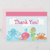 海の下/女の子の赤ちゃんシャワーサンキューカード サンキューカード (正面/裏面)
