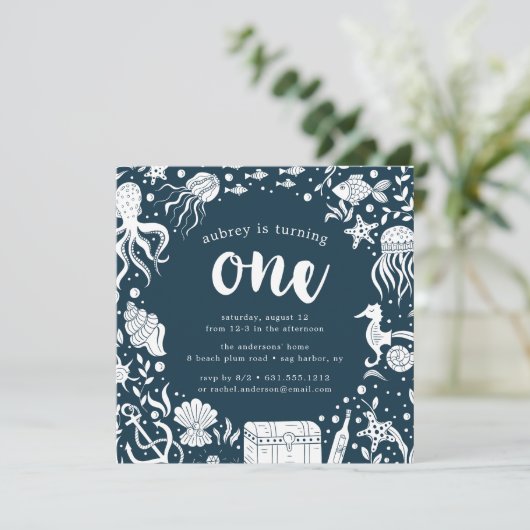 海の下 |最初の誕生日パーティーの招待 招待状 (スタンド正面)