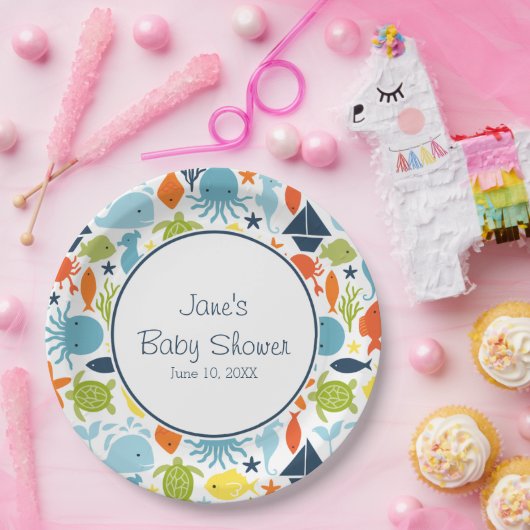 海の下，海の生き物，航海のカスタム ペーパープレート (パーティー)