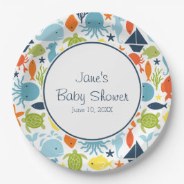 海の下，海の生き物，航海のカスタム ペーパープレート