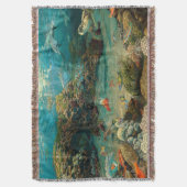 海の下/海イルカ/ウミガメ/漫画 スローブランケット (正面縦)