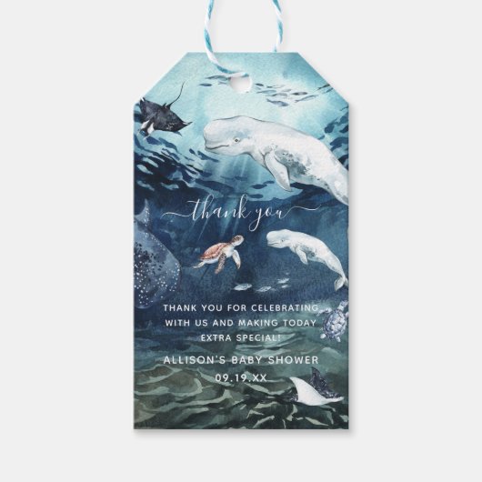 海の下 |海ベビーシャワーありがとう ギフトタグ (正面)