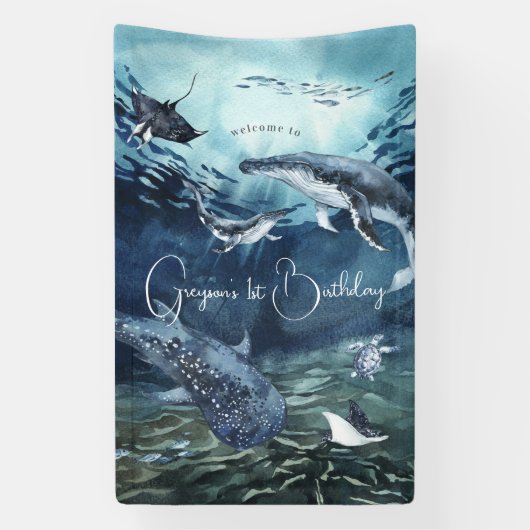 海の下 |海誕生日パーティーへようこそ 横断幕 (縦)