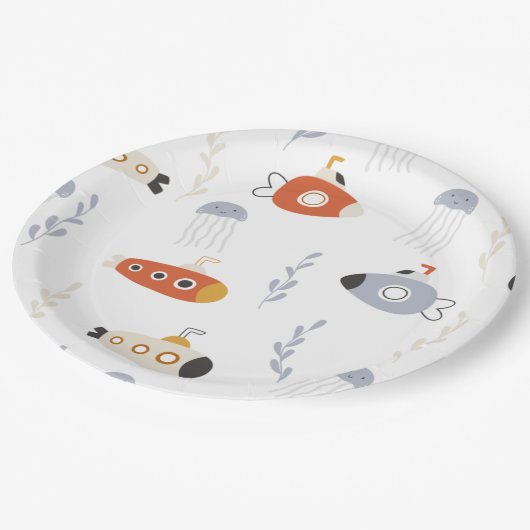 海の下 |潜水艦パーティープレート ペーパープレート (アングル)