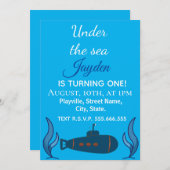 海の下。 潜水艦 招待状 (正面/裏面)