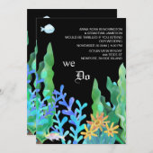 *~*海の下RSVP - QR AR7 Coral 結婚's 招待状 (正面/裏面)