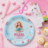 海の世界のかわいい水彩メルメイドの誕生日 ペーパープレート (パーティー)